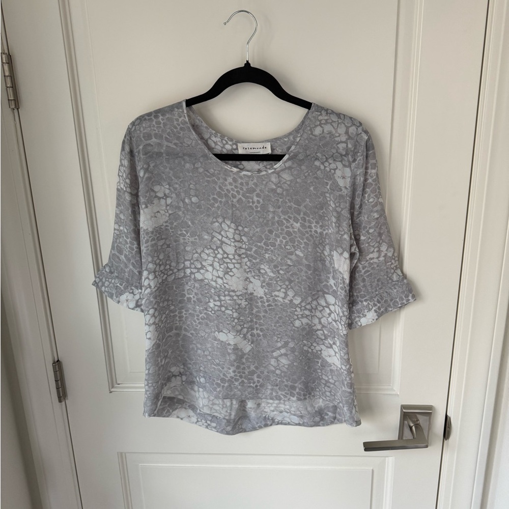Rosemunde Copenhagen Grey Shibori Short Sleeve Blouse - No size Tag